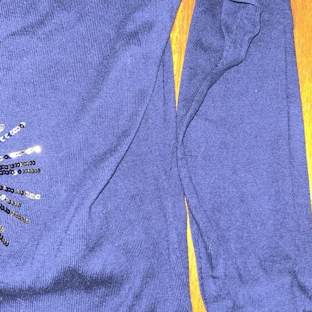 J. Crew Navy Sequin Burst Crewneck Lightweight Sweater XXL - Picture 5 of 6